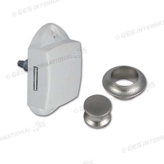 Kit Push-Lock bianco • pulsante e rosetta satinati