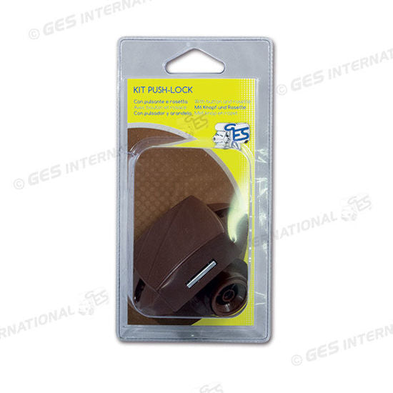 Kit Push-Lock • pulsante e rosetta • marrone • blister